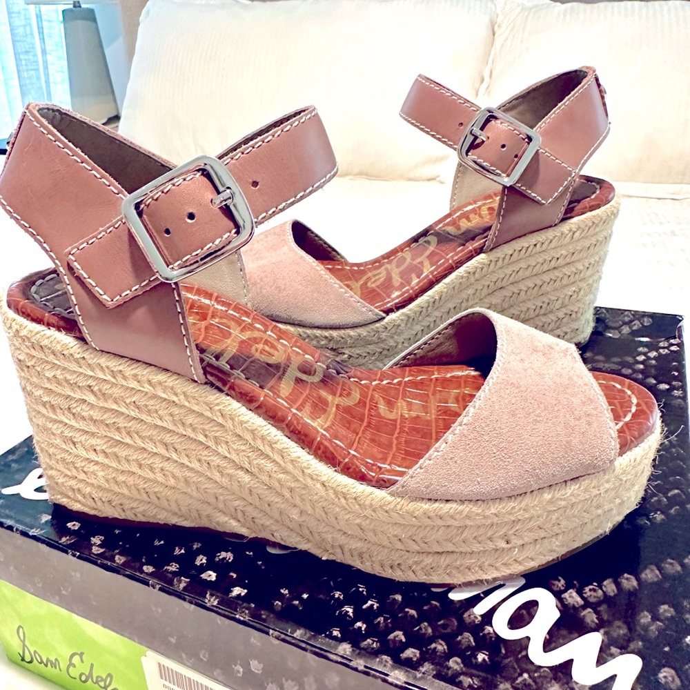 Sam Edelman Dimitree espadrille wedge platform, Color: Putty. Like new!